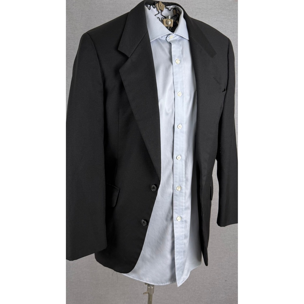 Hardy Amies London Mens Blazer Black Two Button Suit Jacket 36R Vintage Style